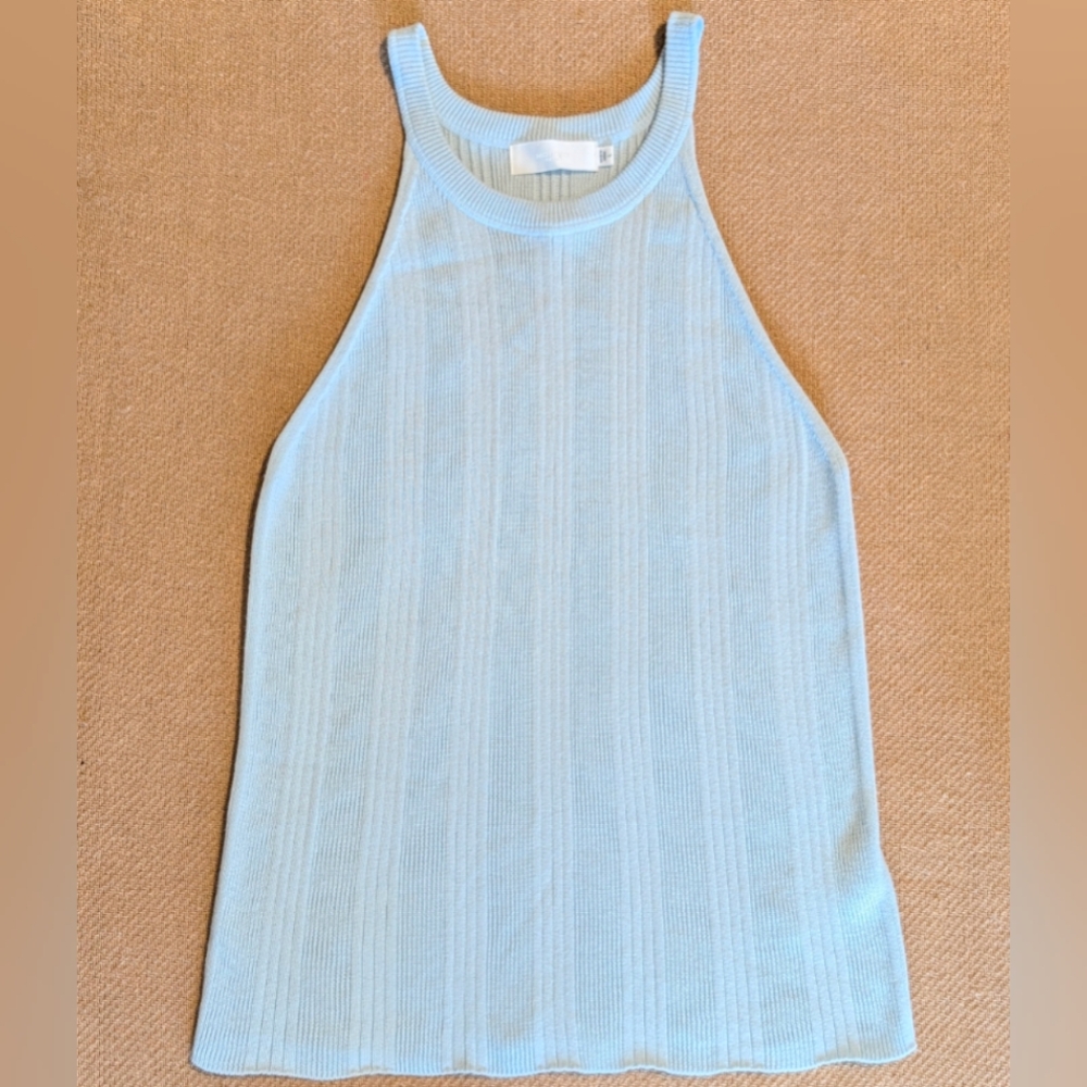 Moussy Light Blue Braid Delta Halter Tank Top